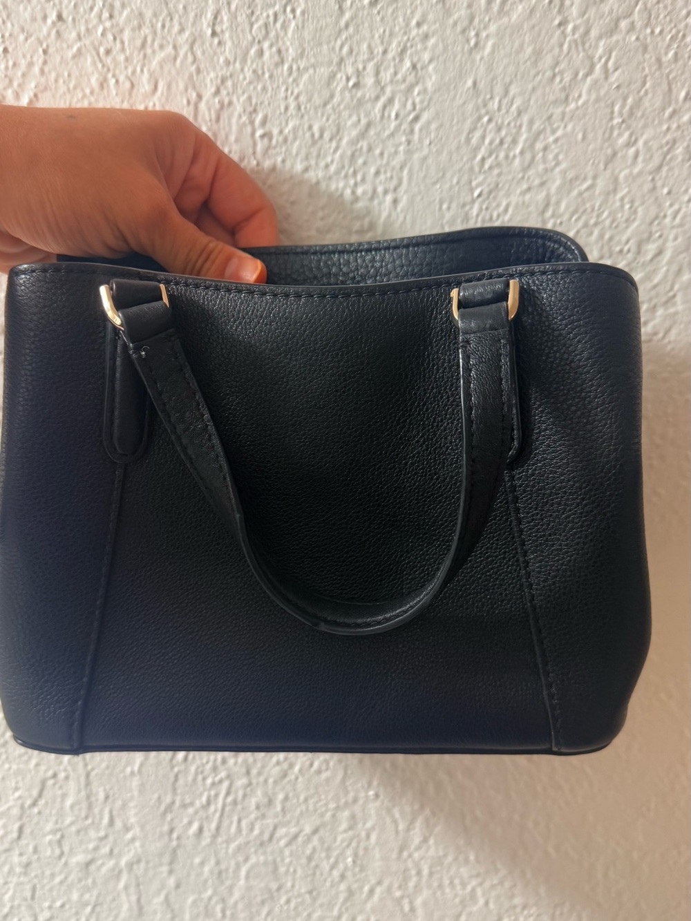 kate spade MINI Black Pebble Leather Satchel with Gold Accents - Picture 4 of 9
